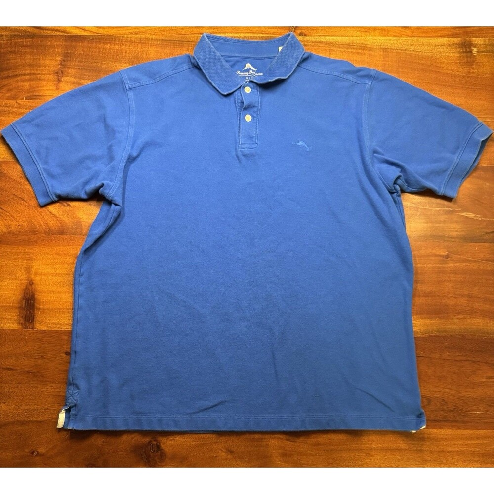 Tommy Bahama Mens Blue Short Sleeve Casual Preppy Polo Shirt Sz XL 100% Cotton